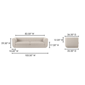 Moe's Home Rosy Sofa - Luxurious Oversized Art Deco-inspired Lounge Seating With Textured Upholstery For 4 Beige Upholstery, 100% Polyester,Plywood Frame Oa-1038-34