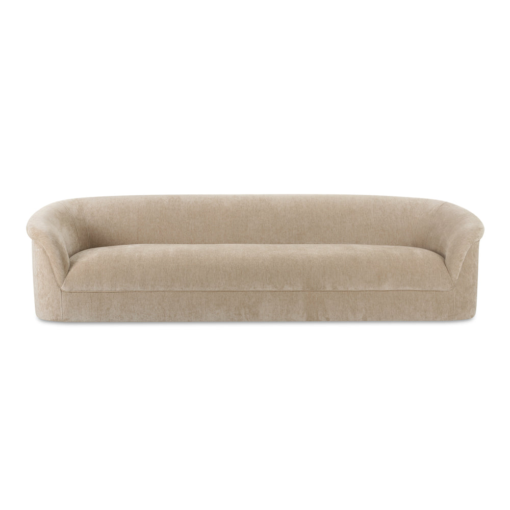 Moe's Home Thora Sofa - Vintage Meets Contemporary Elegance With Soft Velvet Upholstery For Ultimate Comfort White Upholstery, 100% Polyester,Plywood Frame Oa-1040-34