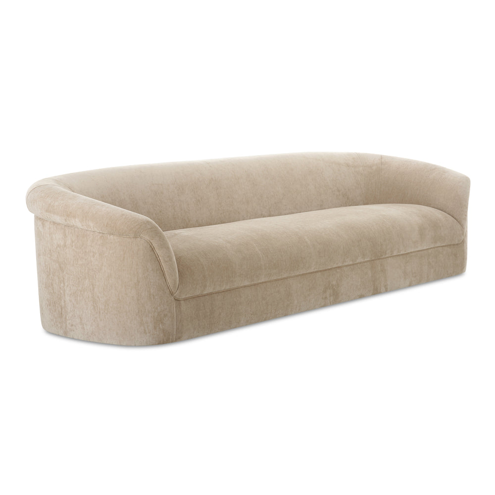 Moe's Home Thora Sofa - Vintage Meets Contemporary Elegance With Soft Velvet Upholstery For Ultimate Comfort White Upholstery, 100% Polyester,Plywood Frame Oa-1040-34