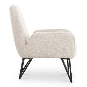Moe's Home Sienna Vintage-inspired Accent Chair With Plush Boucle Fabric And Hammered Metal Legs For Elegance Beige Upholstery, 90% Polyester,10% Acrylic,Plywood Frame Oa-1041-34