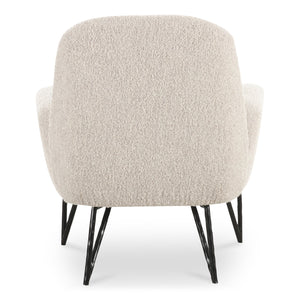 Moe's Home Sienna Vintage-inspired Accent Chair With Plush Boucle Fabric And Hammered Metal Legs For Elegance Beige Upholstery, 90% Polyester,10% Acrylic,Plywood Frame Oa-1041-34