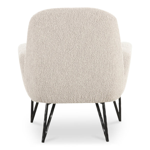 Moe's Home Sienna Vintage-inspired Accent Chair With Plush Boucle Fabric And Hammered Metal Legs For Elegance Beige Upholstery, 90% Polyester,10% Acrylic,Plywood Frame Oa-1041-34