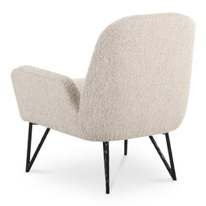 Moe's Home Sienna Vintage-inspired Accent Chair With Plush Boucle Fabric And Hammered Metal Legs For Elegance Beige Upholstery, 90% Polyester,10% Acrylic,Plywood Frame Oa-1041-34
