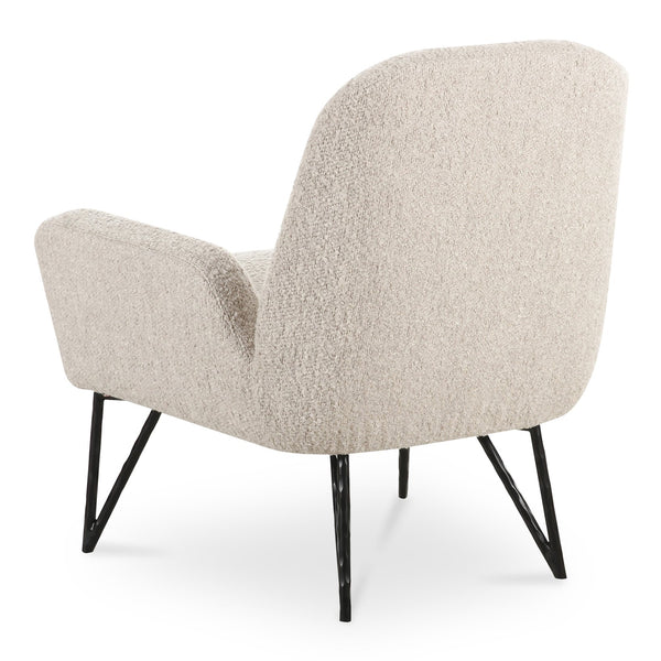 Moe's Home Sienna Vintage-inspired Accent Chair With Plush Boucle Fabric And Hammered Metal Legs For Elegance Beige Upholstery, 90% Polyester,10% Acrylic,Plywood Frame Oa-1041-34