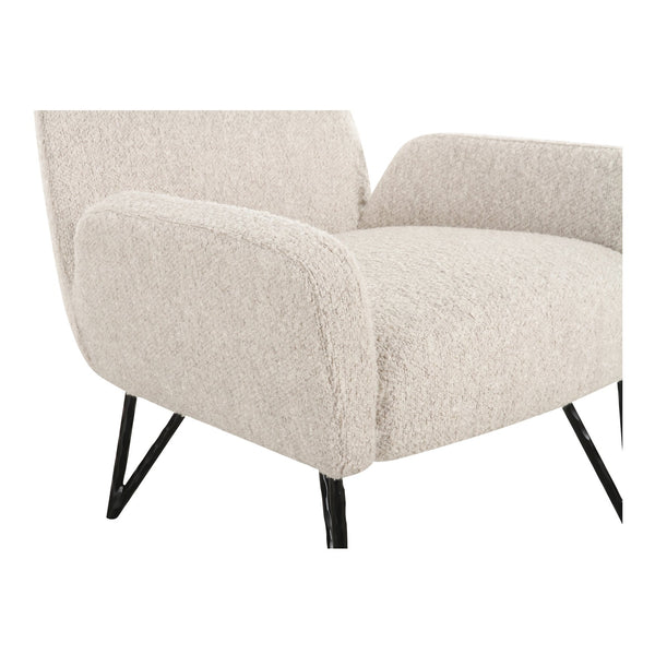 Moe's Home Sienna Vintage-inspired Accent Chair With Plush Boucle Fabric And Hammered Metal Legs For Elegance Beige Upholstery, 90% Polyester,10% Acrylic,Plywood Frame Oa-1041-34