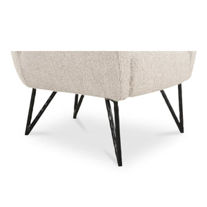 Moe's Home Sienna Vintage-inspired Accent Chair With Plush Boucle Fabric And Hammered Metal Legs For Elegance Beige Upholstery, 90% Polyester,10% Acrylic,Plywood Frame Oa-1041-34
