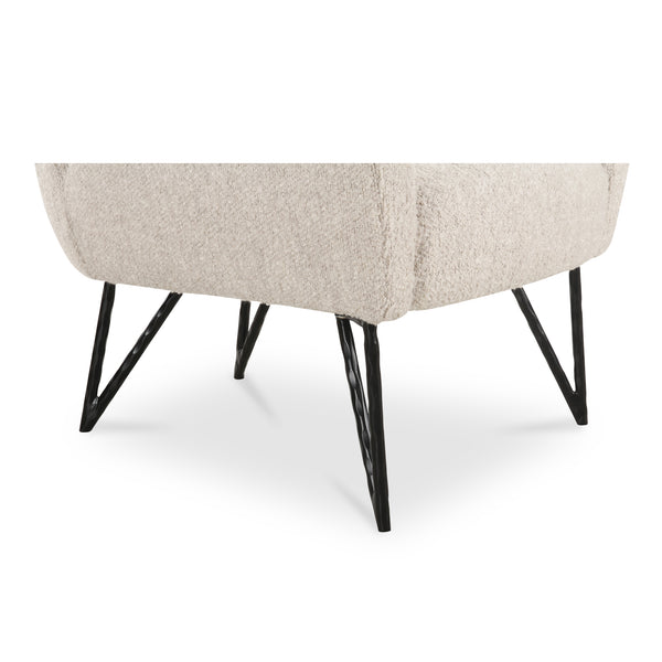Moe's Home Sienna Vintage-inspired Accent Chair With Plush Boucle Fabric And Hammered Metal Legs For Elegance Beige Upholstery, 90% Polyester,10% Acrylic,Plywood Frame Oa-1041-34