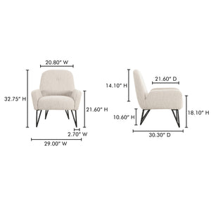 Moe's Home Sienna Vintage-inspired Accent Chair With Plush Boucle Fabric And Hammered Metal Legs For Elegance Beige Upholstery, 90% Polyester,10% Acrylic,Plywood Frame Oa-1041-34