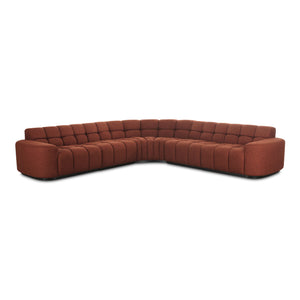 Moe's Home Roman L-shaped Sectional Sofa - Vintage Meets Modern Design With Plush Comfort For Stylish Living Spaces Orange Upholstery, 90% Polyester,10% Linen,Plywood Frame Oa-1042-12-0