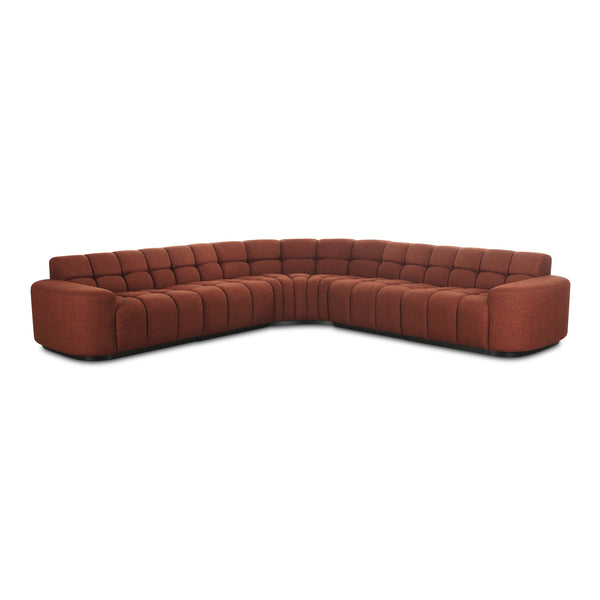 Moe's Home Roman L-shaped Sectional Sofa - Vintage Meets Modern Design With Plush Comfort For Stylish Living Spaces Orange Upholstery, 90% Polyester,10% Linen,Plywood Frame Oa-1042-12-0