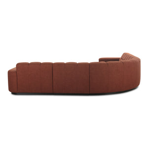 Moe's Home Roman L-shaped Sectional Sofa - Vintage Meets Modern Design With Plush Comfort For Stylish Living Spaces Orange Upholstery, 90% Polyester,10% Linen,Plywood Frame Oa-1042-12-0