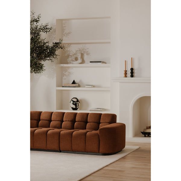 Moe's Home Roman L-shaped Sectional Sofa - Vintage Meets Modern Design With Plush Comfort For Stylish Living Spaces Orange Upholstery, 90% Polyester,10% Linen,Plywood Frame Oa-1042-12-0