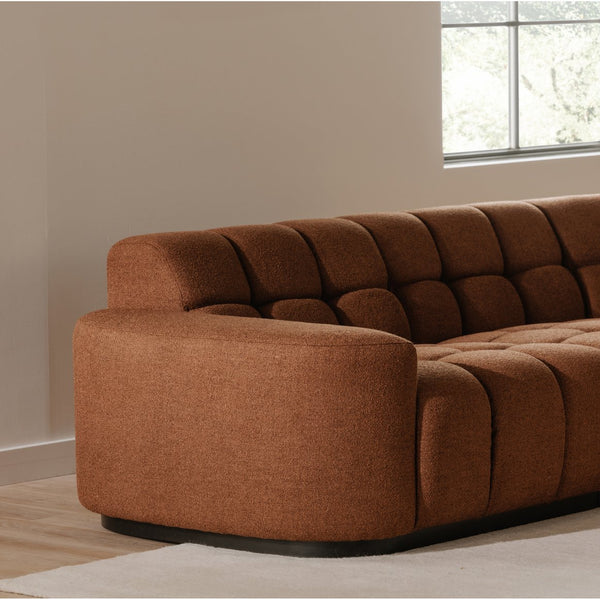 Moe's Home Roman L-shaped Sectional Sofa - Vintage Meets Modern Design With Plush Comfort For Stylish Living Spaces Orange Upholstery, 90% Polyester,10% Linen,Plywood Frame Oa-1042-12-0