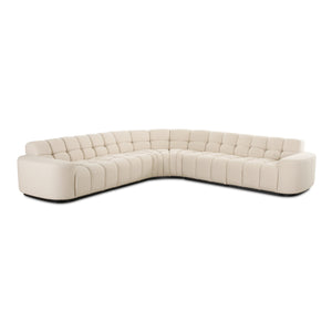 Moe's Home Roman L-shaped Sectional Sofa - Vintage Meets Modern Design With Plush Comfort For Stylish Living Spaces Beige Upholstery, 90% Polyester,10% Linen,Plywood Frame Oa-1042-34-0
