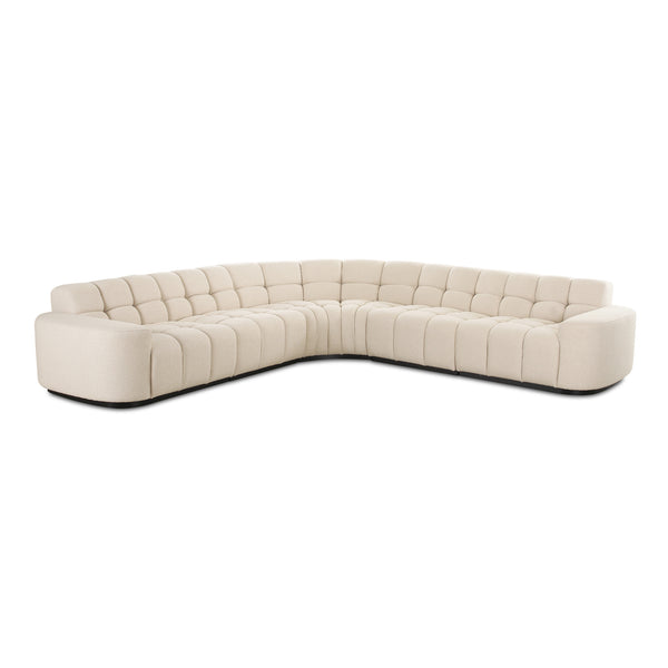 Moe's Home Roman L-shaped Sectional Sofa - Vintage Meets Modern Design With Plush Comfort For Stylish Living Spaces Beige Upholstery, 90% Polyester,10% Linen,Plywood Frame Oa-1042-34-0