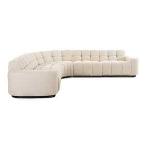 Moe's Home Roman L-shaped Sectional Sofa - Vintage Meets Modern Design With Plush Comfort For Stylish Living Spaces Beige Upholstery, 90% Polyester,10% Linen,Plywood Frame Oa-1042-34-0