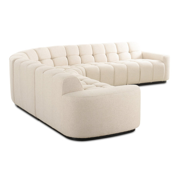 Moe's Home Roman L-shaped Sectional Sofa - Vintage Meets Modern Design With Plush Comfort For Stylish Living Spaces Beige Upholstery, 90% Polyester,10% Linen,Plywood Frame Oa-1042-34-0