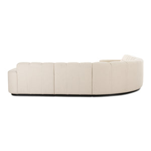 Moe's Home Roman L-shaped Sectional Sofa - Vintage Meets Modern Design With Plush Comfort For Stylish Living Spaces Beige Upholstery, 90% Polyester,10% Linen,Plywood Frame Oa-1042-34-0