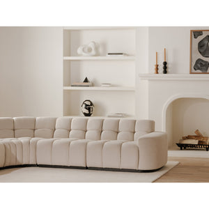 Moe's Home Roman L-shaped Sectional Sofa - Vintage Meets Modern Design With Plush Comfort For Stylish Living Spaces Beige Upholstery, 90% Polyester,10% Linen,Plywood Frame Oa-1042-34-0