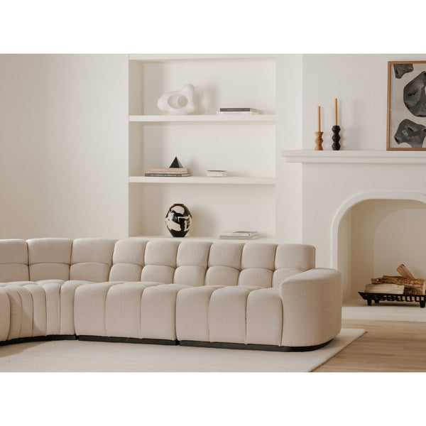 Moe's Home Roman L-shaped Sectional Sofa - Vintage Meets Modern Design With Plush Comfort For Stylish Living Spaces Beige Upholstery, 90% Polyester,10% Linen,Plywood Frame Oa-1042-34-0