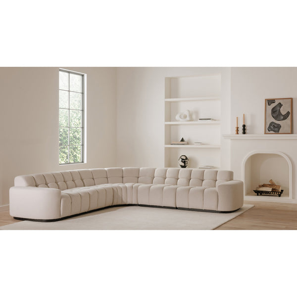 Moe's Home Roman L-shaped Sectional Sofa - Vintage Meets Modern Design With Plush Comfort For Stylish Living Spaces Beige Upholstery, 90% Polyester,10% Linen,Plywood Frame Oa-1042-34-0