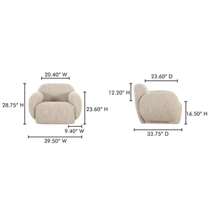 Moe's Home Hazel Lounge Chair – Modern Velvet Seating With Curved Arms For Chic Minimalist Home Décor Beige Upholstery, 90% Polyester,10% Acrylic,Plywood Frame Oa-1043-34