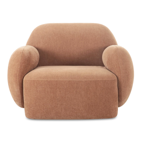 Moe's Home Hazel Lounge Chair – Modern Velvet Seating With Curved Arms For Chic Minimalist Home Décor Brown Upholstery, 100% Polyester,Plywood Frame Oa-1043-42