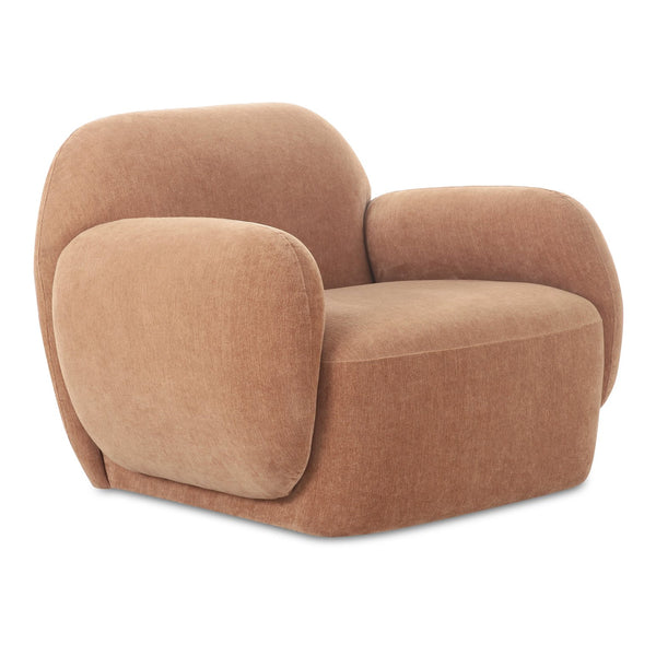 Moe's Home Hazel Lounge Chair – Modern Velvet Seating With Curved Arms For Chic Minimalist Home Décor Brown Upholstery, 100% Polyester,Plywood Frame Oa-1043-42