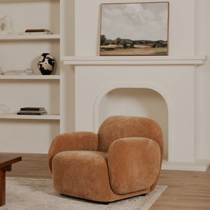 Moe's Home Hazel Lounge Chair – Modern Velvet Seating With Curved Arms For Chic Minimalist Home Décor Brown Upholstery, 100% Polyester,Plywood Frame Oa-1043-42