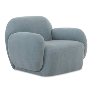 Moe's Home Hazel Lounge Chair – Modern Velvet Seating With Curved Arms For Chic Minimalist Home Décor Blue Upholstery, 100% Polyester,Plywood Frame Oa-1043-45