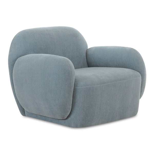 Moe's Home Hazel Lounge Chair – Modern Velvet Seating With Curved Arms For Chic Minimalist Home Décor Blue Upholstery, 100% Polyester,Plywood Frame Oa-1043-45