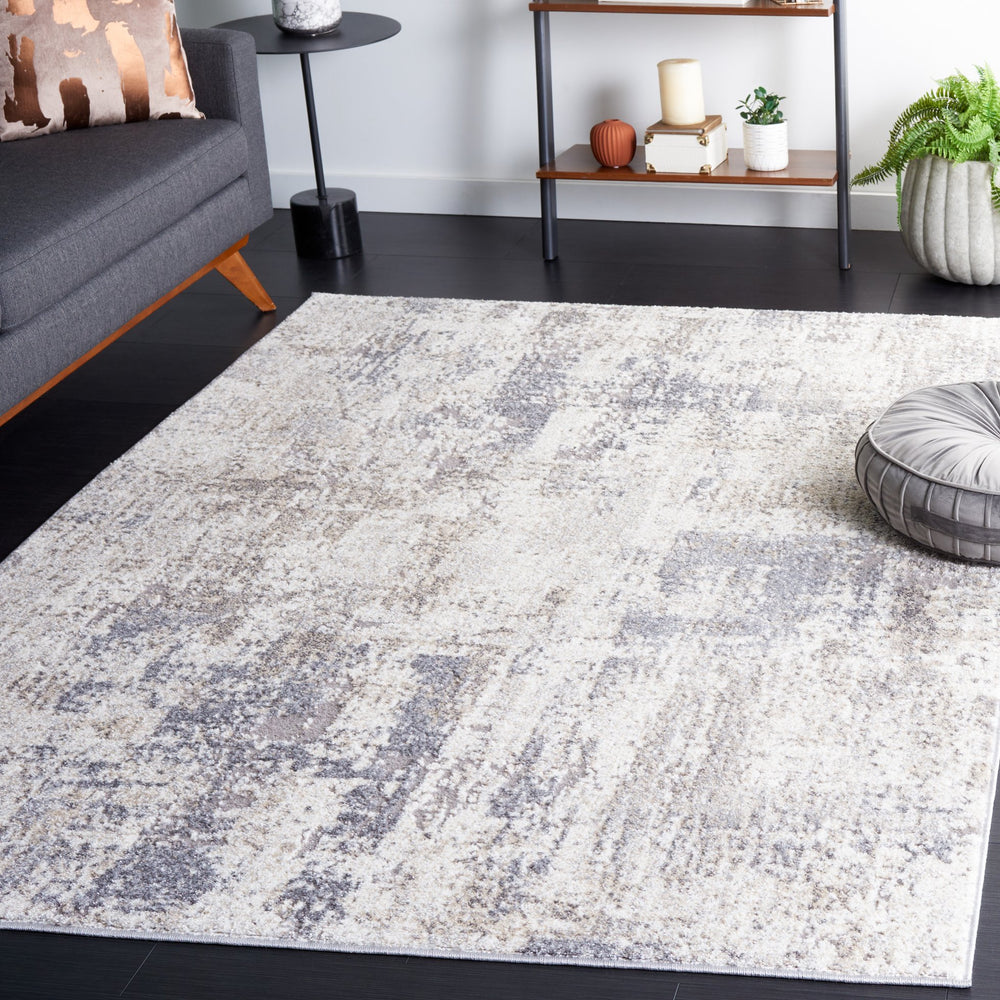 Safavieh Opal Ivory Grey Runner 2X7 Ft — Minimalist Power-Loomed Turkish Rug, Durable Soft Low Pile, Stain-Resistant OAL414A-27