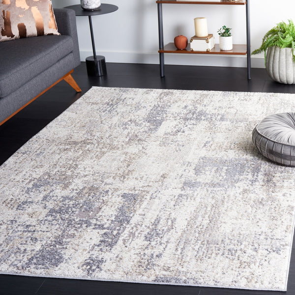 Safavieh Opal Ivory Grey Runner 2X7 Ft — Minimalist Power-Loomed Turkish Rug, Durable Soft Low Pile, Stain-Resistant OAL414A-27