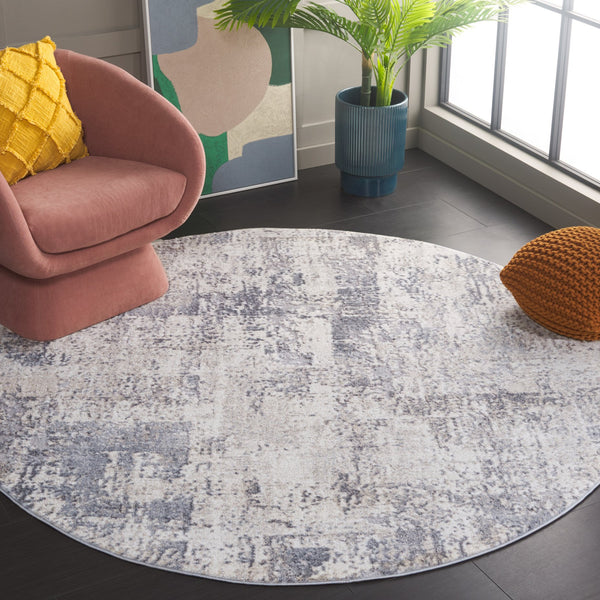 Safavieh Opal Ivory Grey Runner 2X7 Ft — Minimalist Power-Loomed Turkish Rug, Durable Soft Low Pile, Stain-Resistant OAL414A-27