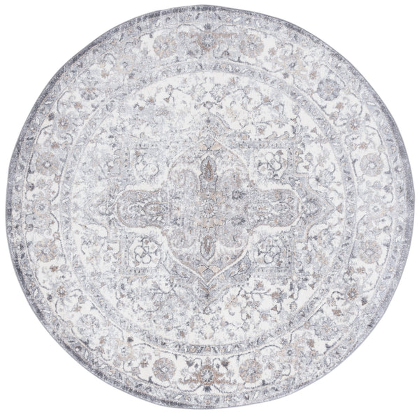 Safavieh Opal Traditional Round Area Rug - Elegant Grey & Ivory Design, Durable Comfort For Cozy Spaces Grey ,Ivory 70% Polypropylene  %30 Polyester Oal468f-5