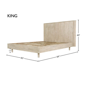 Lh Imports Oasis King Bed - Elegant Solid Acacia Wood With Fluted Headboard For Timeless Home Comfort Beige Solid Acacia Wood Oas001ks
