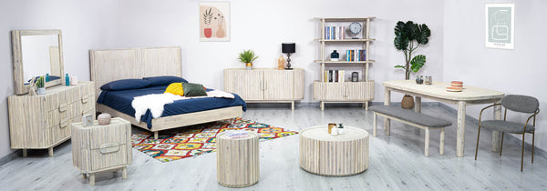 Lh Imports Oasis King Bed - Elegant Solid Acacia Wood With Fluted Headboard For Timeless Home Comfort Beige Solid Acacia Wood Oas001ks