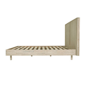 Lh Imports Oasis King Bed - Elegant Solid Acacia Wood With Fluted Headboard For Timeless Home Comfort Beige Solid Acacia Wood Oas001ks