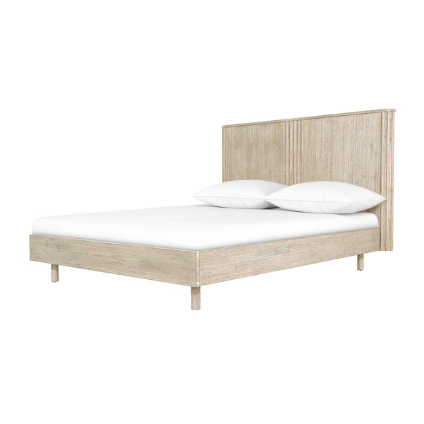 Lh Imports Oasis King Bed - Elegant Solid Acacia Wood With Fluted Headboard For Timeless Home Comfort Beige Solid Acacia Wood Oas001ks