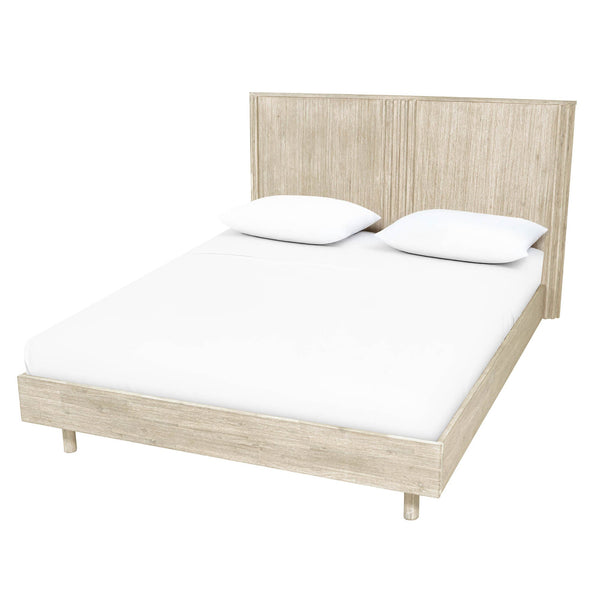 Lh Imports Oasis King Bed - Elegant Solid Acacia Wood With Fluted Headboard For Timeless Home Comfort Beige Solid Acacia Wood Oas001ks