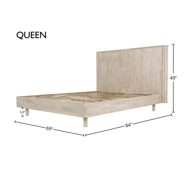Lh Imports Oasis King Bed - Elegant Solid Acacia Wood With Fluted Headboard For Timeless Home Comfort Beige Solid Acacia Wood Oas001qs