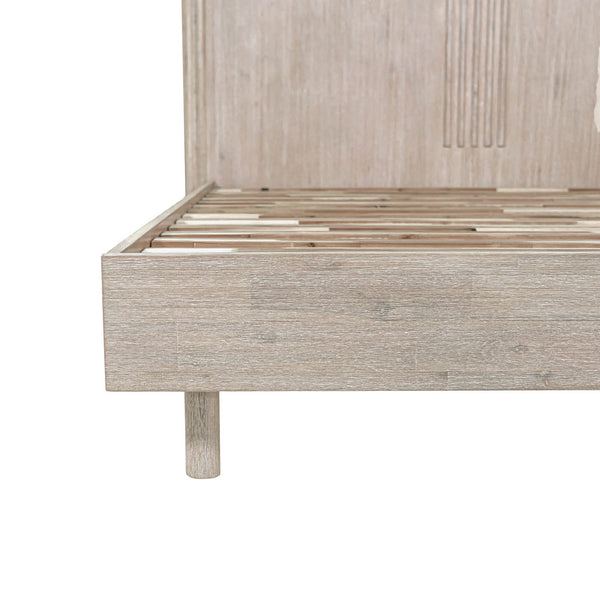 Lh Imports Oasis King Bed - Elegant Solid Acacia Wood With Fluted Headboard For Timeless Home Comfort Beige Solid Acacia Wood Oas001qs