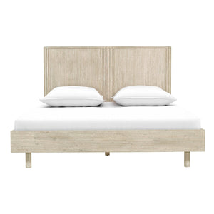 Lh Imports Oasis King Bed - Elegant Solid Acacia Wood With Fluted Headboard For Timeless Home Comfort Beige Solid Acacia Wood Oas001qs