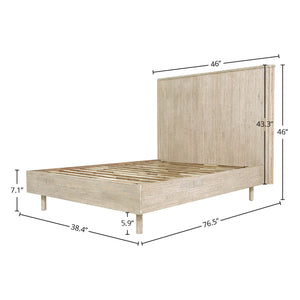 Lh Imports Oasis King Bed - Elegant Solid Acacia Wood With Fluted Headboard For Timeless Home Comfort Beige Solid Acacia Wood Oas001s