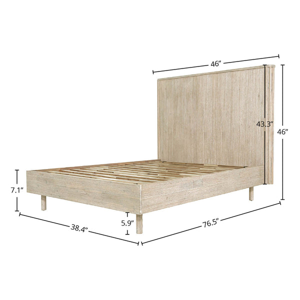 Lh Imports Oasis King Bed - Elegant Solid Acacia Wood With Fluted Headboard For Timeless Home Comfort Beige Solid Acacia Wood Oas001s