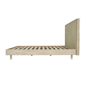 Lh Imports Oasis King Bed - Elegant Solid Acacia Wood With Fluted Headboard For Timeless Home Comfort Beige Solid Acacia Wood Oas001s