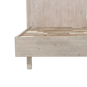 Lh Imports Oasis King Bed - Elegant Solid Acacia Wood With Fluted Headboard For Timeless Home Comfort Beige Solid Acacia Wood Oas001s