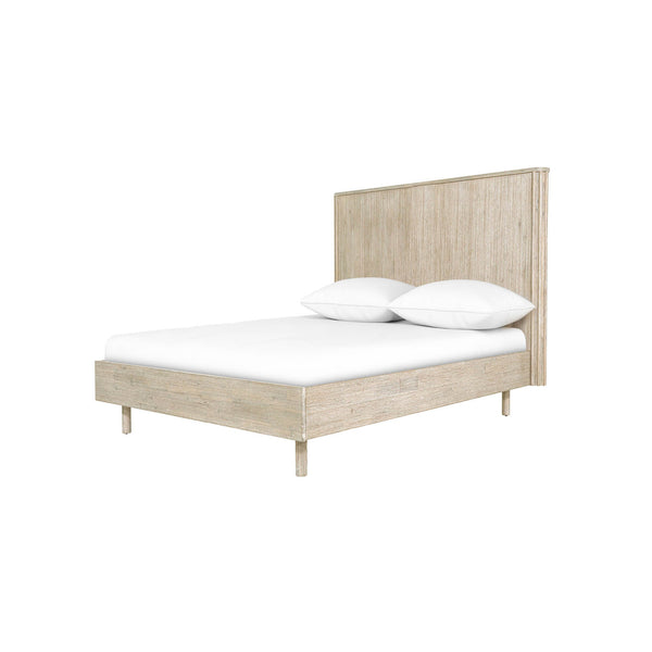 Lh Imports Oasis King Bed - Elegant Solid Acacia Wood With Fluted Headboard For Timeless Home Comfort Beige Solid Acacia Wood Oas001s