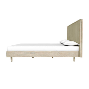 Lh Imports Oasis King Bed - Elegant Solid Acacia Wood With Fluted Headboard For Timeless Home Comfort Beige Solid Acacia Wood Oas001s