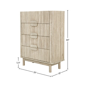 Lh Imports Oasis 4 Drawer Chest - Elegant Solid Acacia Wood Storage With Velvet-lined Luxury Top Drawers Beige Solid Acacia Wood,Mdf Acacia Veneer Oas004
